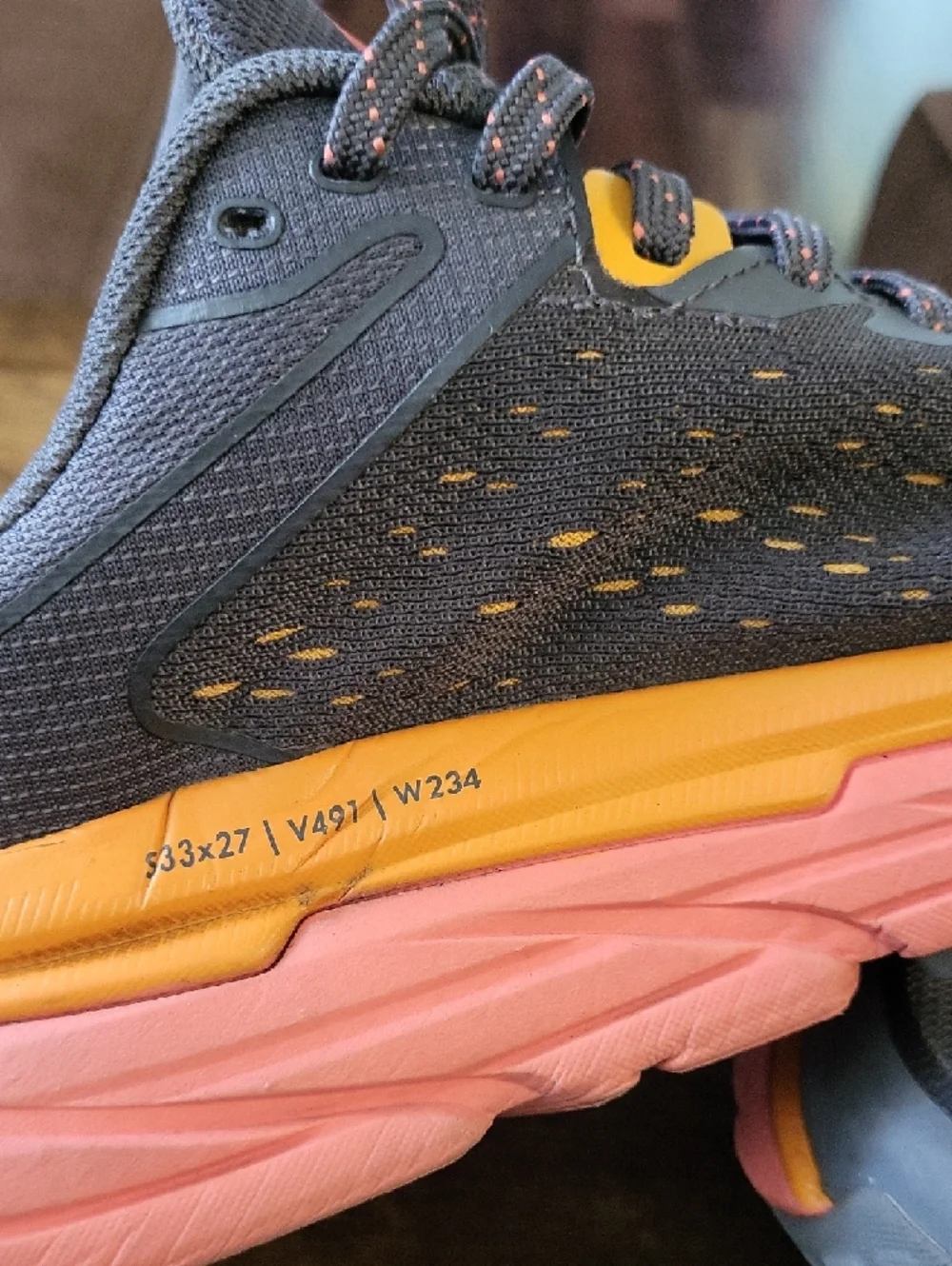 Hoka One One Gray Running Shoes with Coral And Orange Accents - Picture 7 of 12